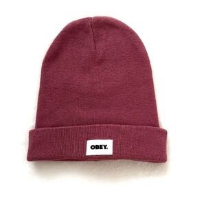 Obey Patch Cuffed Beanie, Wine Color
